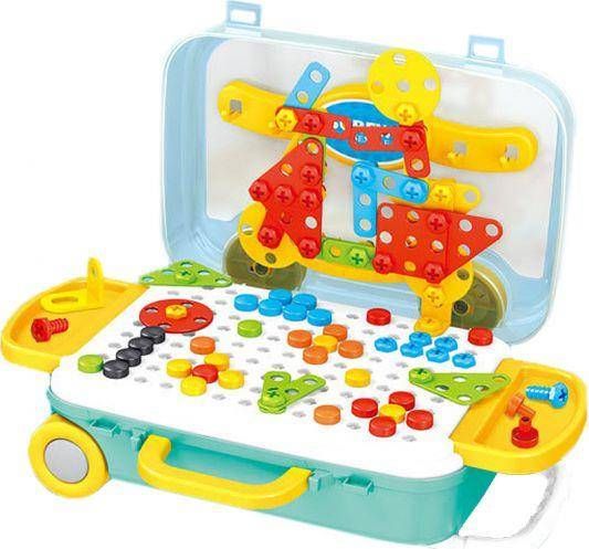 KIK Układanka Klocki Kreatywna Mozaika Wkrętarka 6w1 Śrubki 258 El. Walizka Na Kółkach