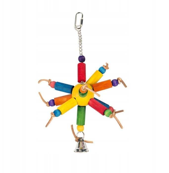 DUVO+ ZABAWKA DLA PTAKÓW DREWNIANA KOLOROWA KULA 35cm