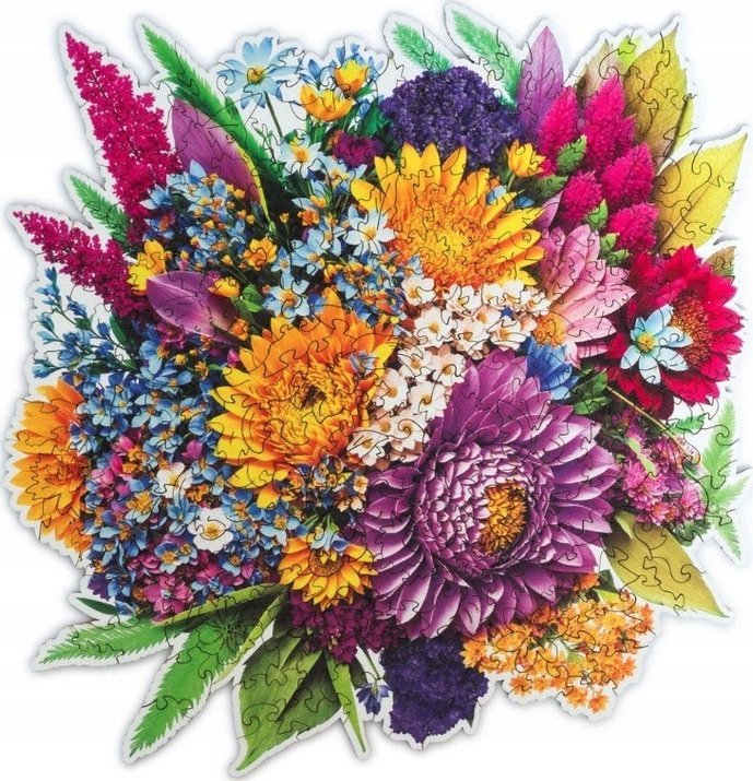 Pan i Pani Gadżet Puzzle Drewniane Dla Dorosłych Kolorowy Kwitnący Bukiet Kwiatów