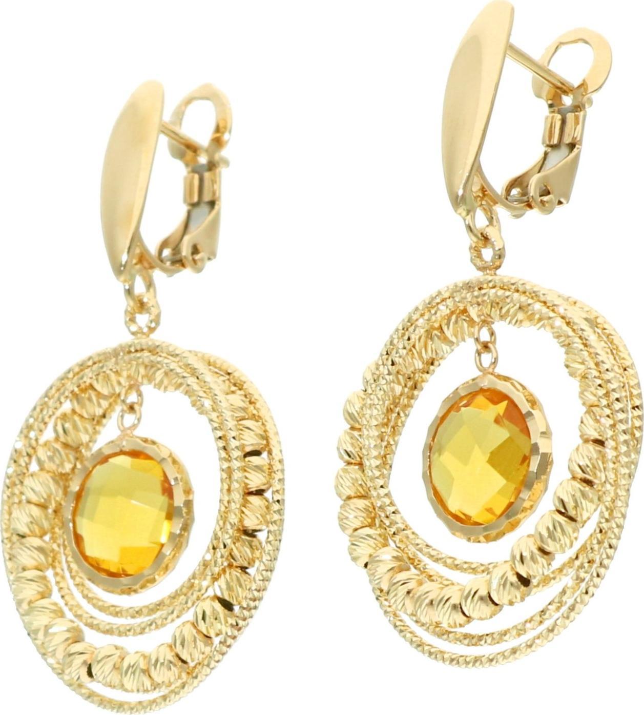 Rosanto Złote wiszące kolczyki z cytrynem 585 14k