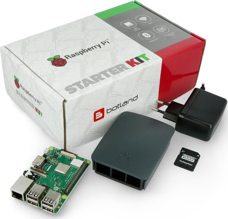 Raspberry Pi Zestaw Raspberry Pi 3B+ WiFi + 32GB microSD + oficjalne akcesoria}