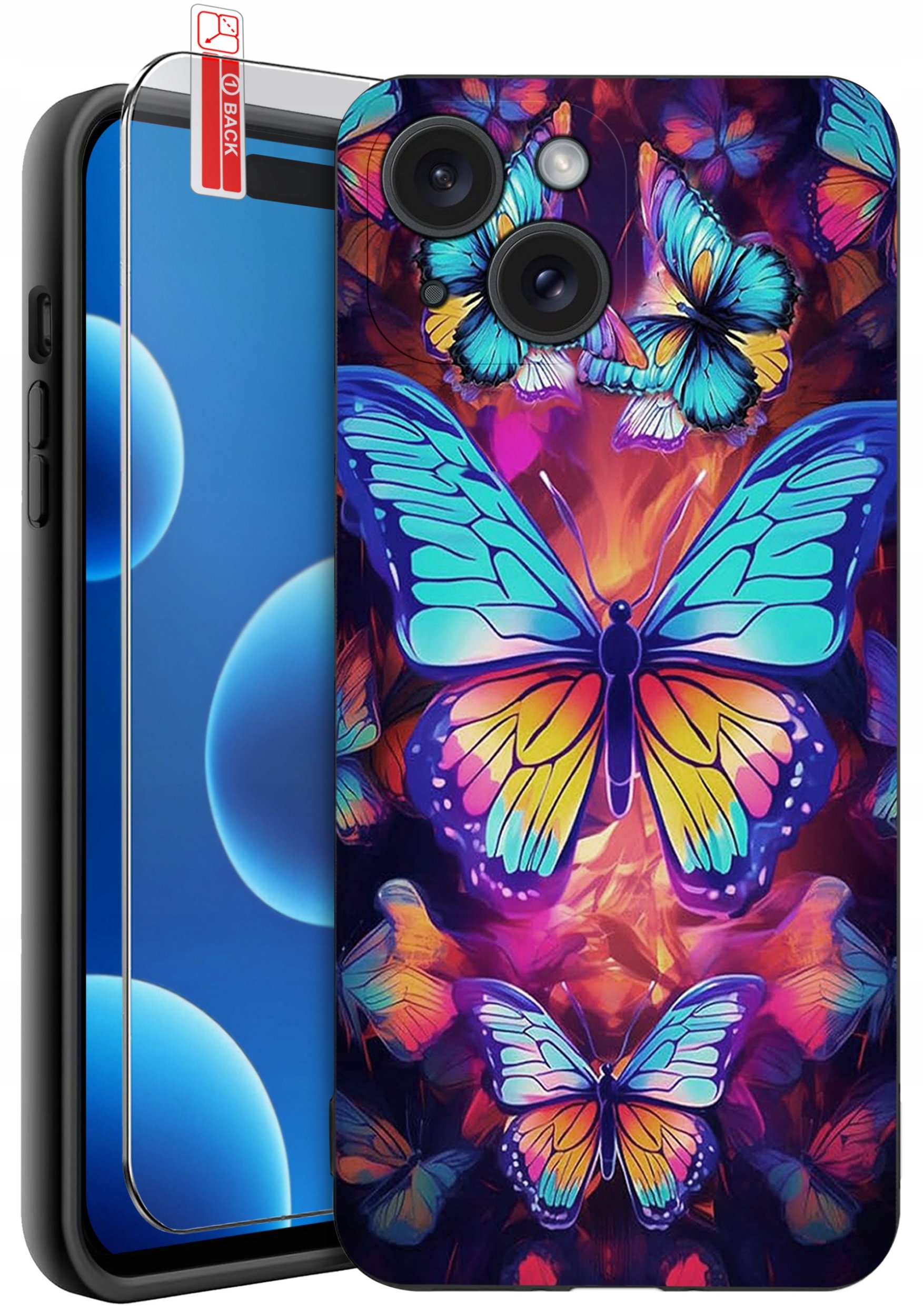 ETUI do iPhone 15 | WZORY | SILIKONOWE MATT CASE + SZKŁO 9H