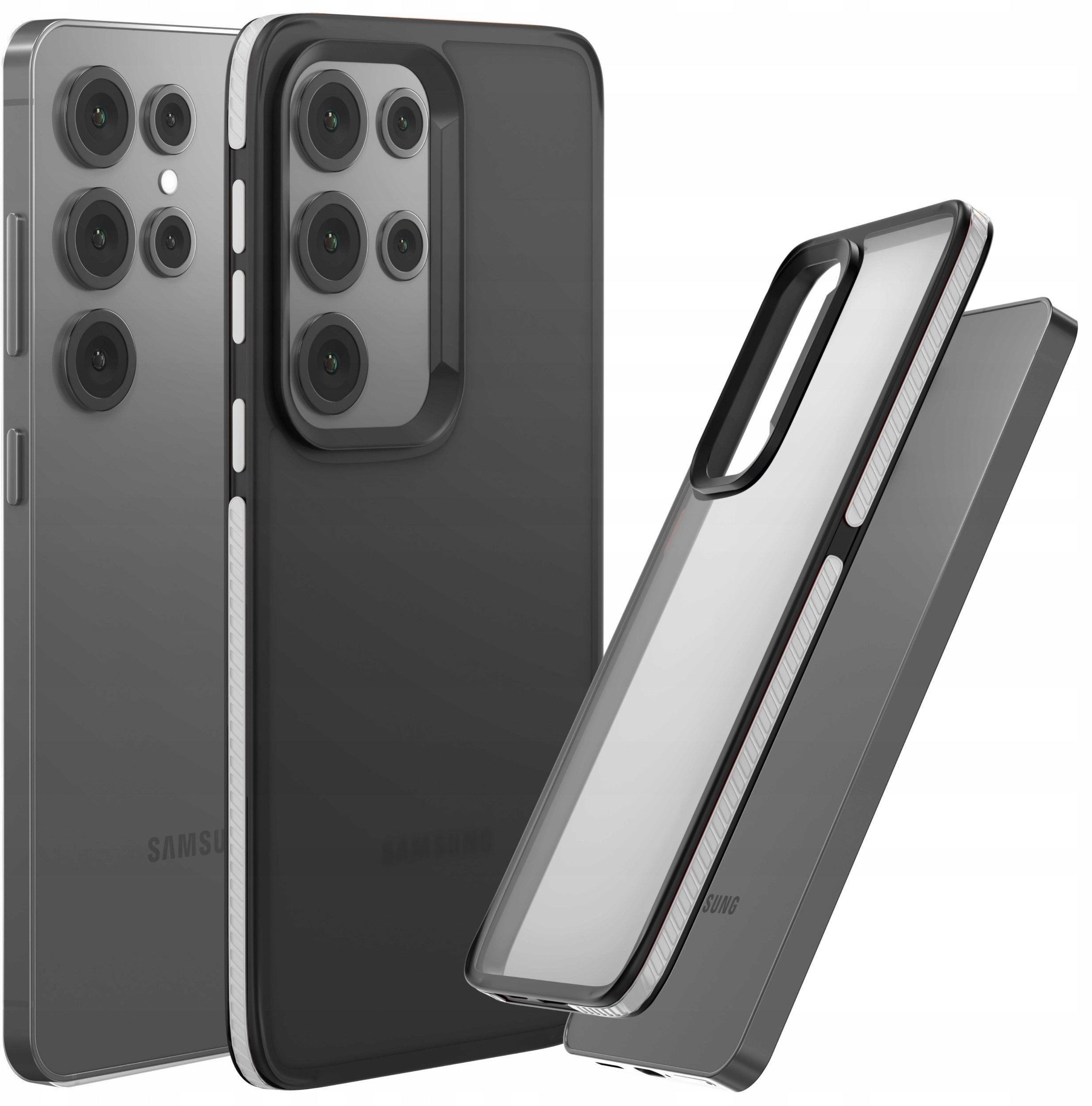 Etui Do Samsung Galaxy S24 Ultra (Matowe, Szara Ramka, Bumper, Ochronne)