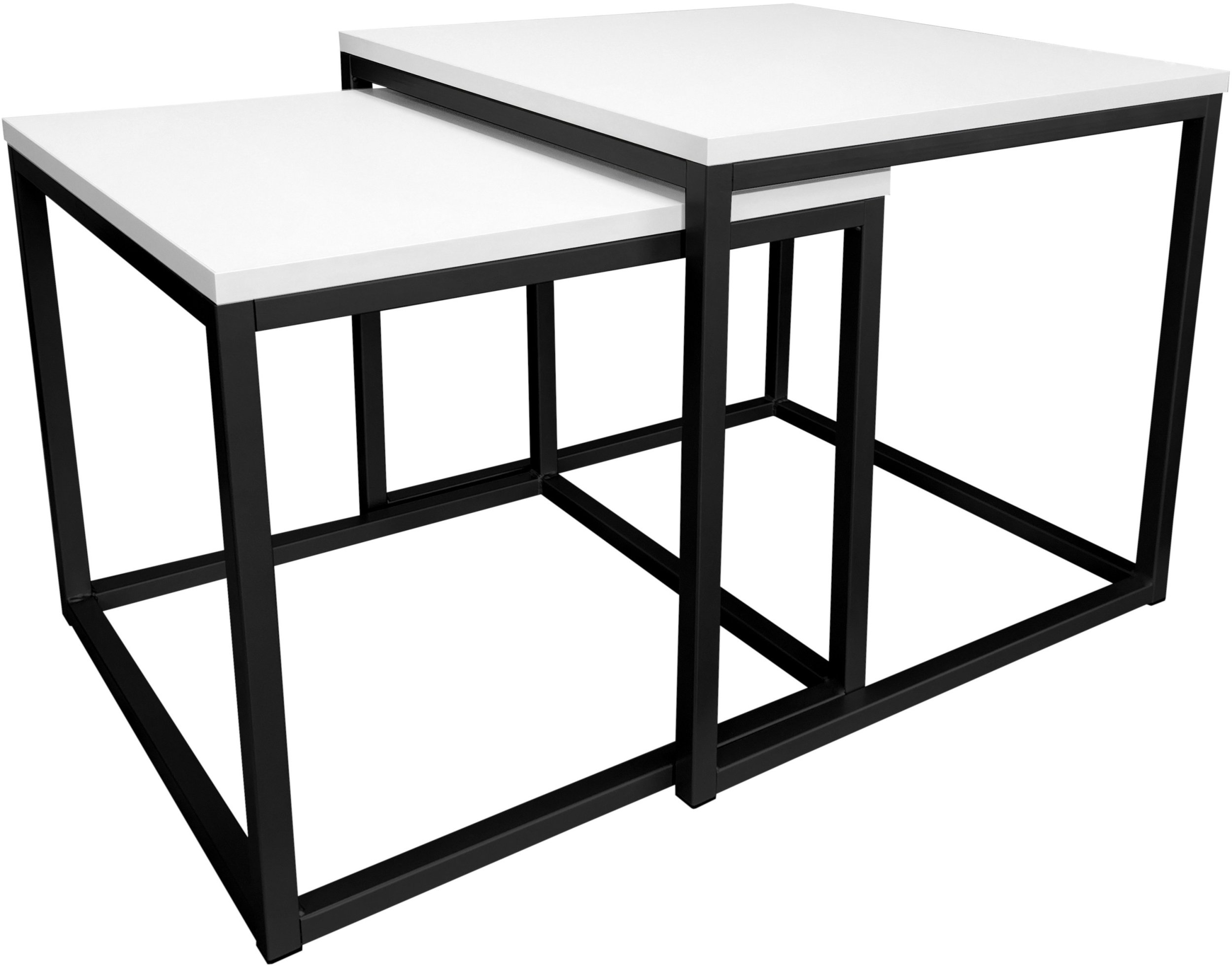 Stolik kawowy 2W1 biały podstawa czarna