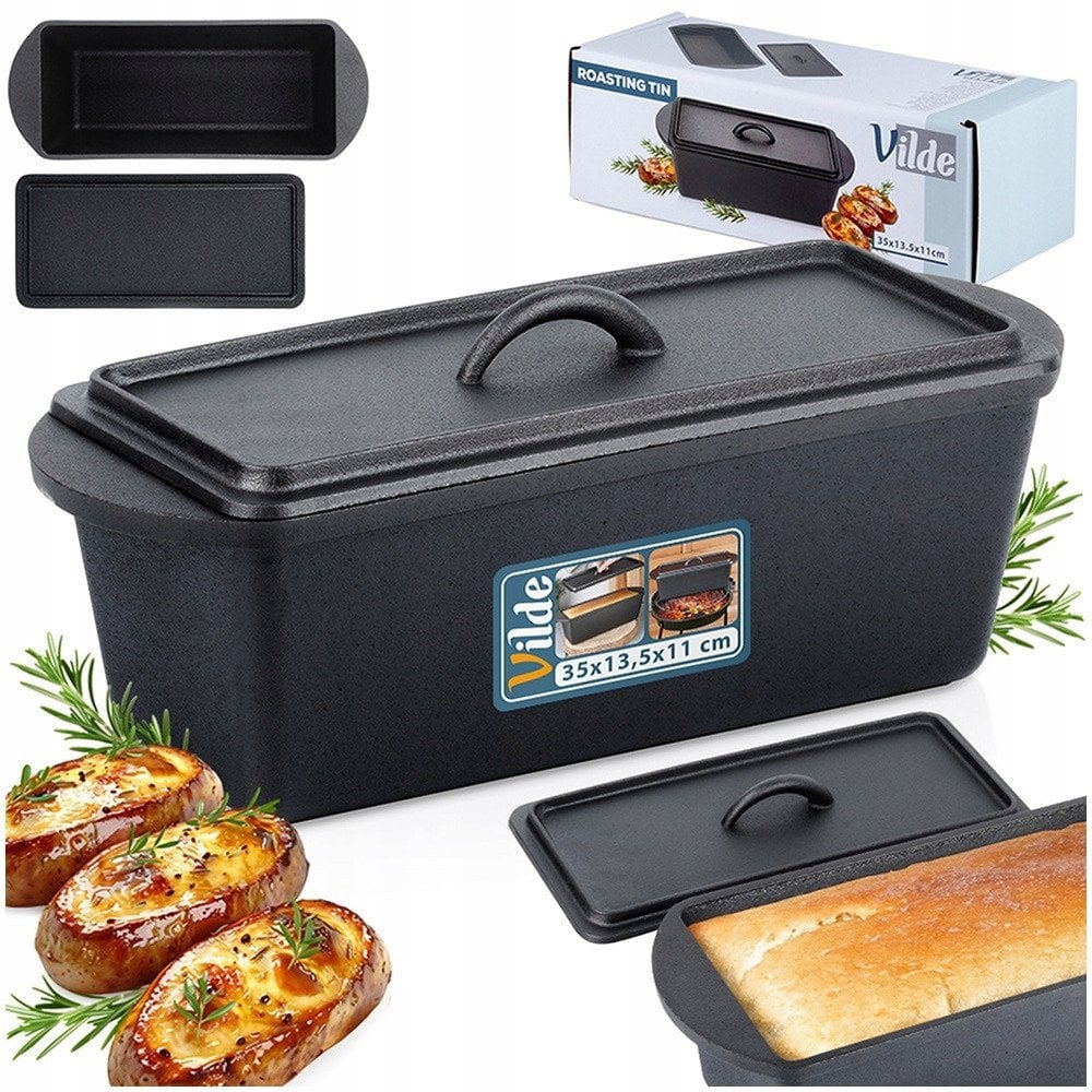 Forma do Wypiekania Chleba z Pokrywką Żeliwna VILDE 35 cm 3 L