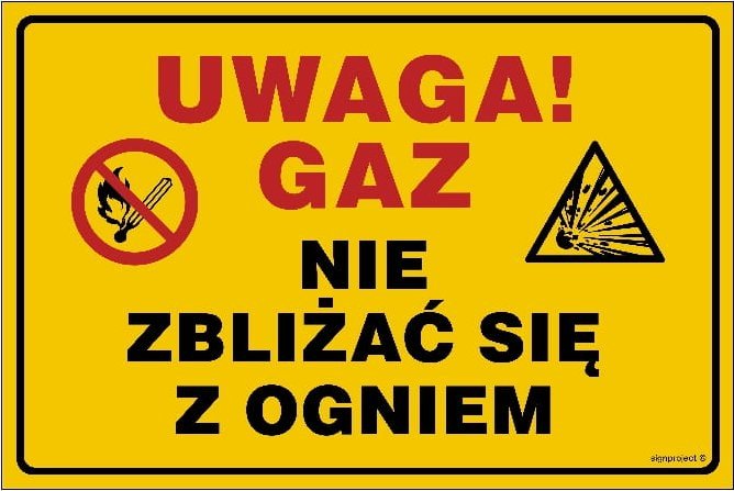Mój dom Uwaga! Gaz.nie Zbliżać Się Z Ogniem - Znak 20 X 15 Cm Fn - Folia Samoprzylepna Libres Polska Sp 5904937364295