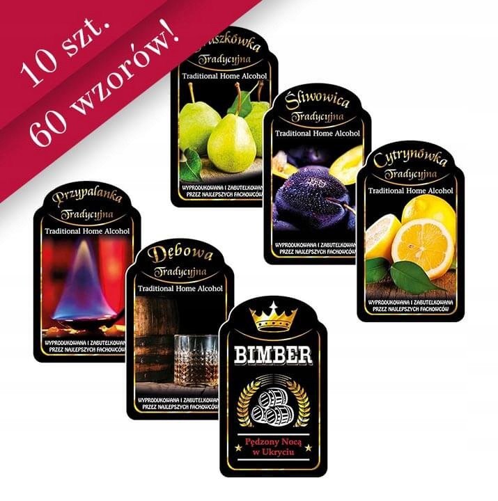 10X Etykiety MINI PREMIUM na butelki RÓŻNE WZORY