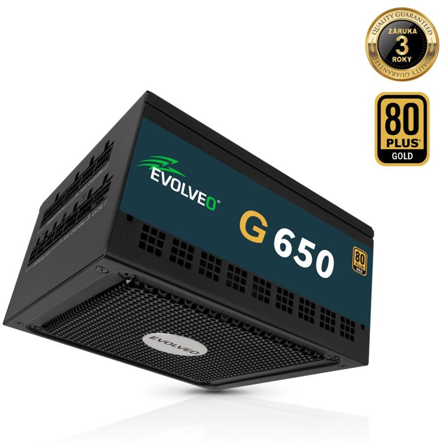 EVOLVEO G650 zdroj 650W, 80+ GOLD, ATX 3.1, aPFC, 140 mm ventilátor