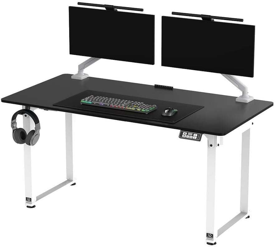 Biurko Ultradesk Biurko dla gracza QUEST, 140x70cm, 72-120cm, biały-czarny