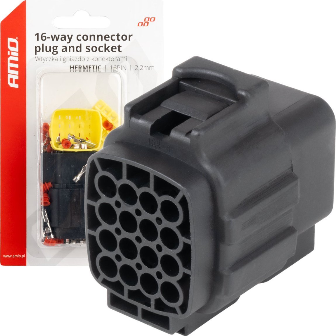 Złącze elektryczne wodoodporne zestaw 16 pin 2.2mm amio-04353