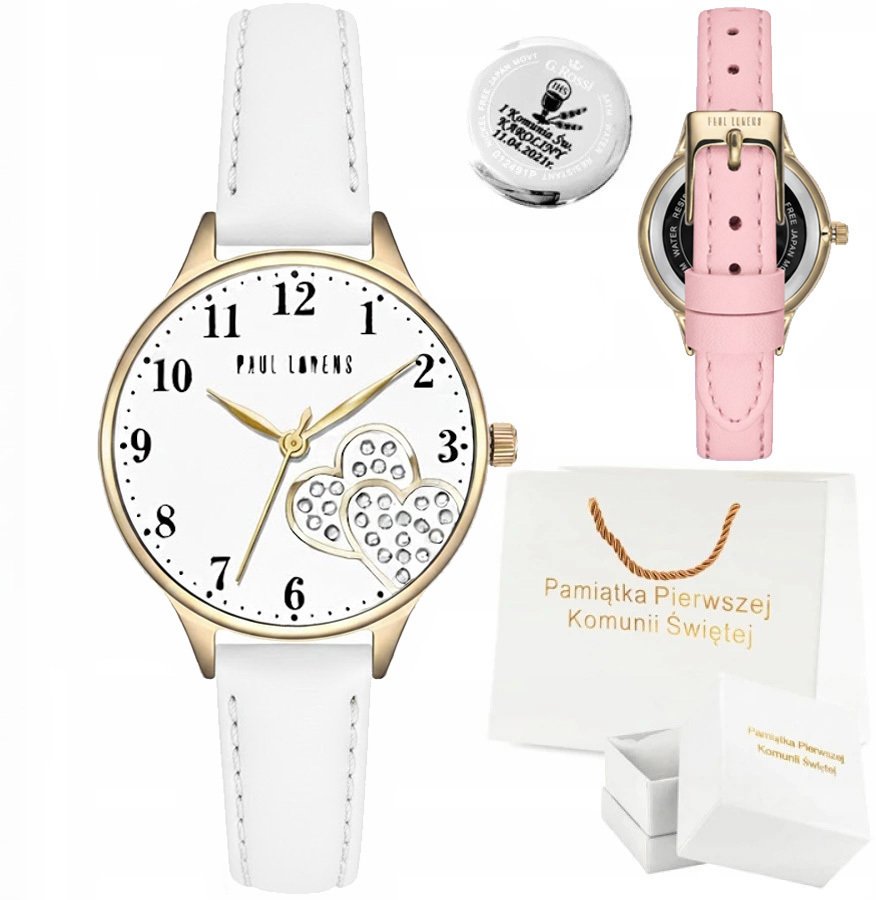 Zegarek dziecięcy Paul Lorens MILA - komunia + różowy pasek