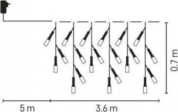Lampki choinkowe Emos Oświetlenie świąteczne XMAS sople 6W 200LED 3,6m IP44 ciepła biała D4CW01