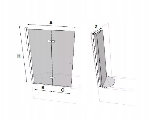 Parawan nawannowy Caldo DS-0034 Parawan wannowy 100X140 uchylne szkło przezroczyste 6mm z powłoką LEWY