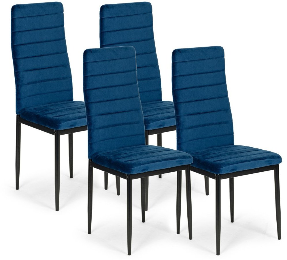 Krzesła z wyprofilowanym oparciem- VELVET NIEBIESKI - 4 sztuki