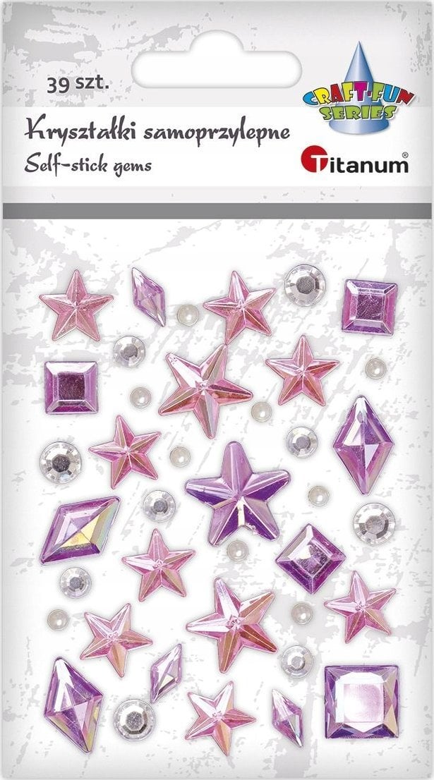 Titanum Kryształki samoprzylepne róż fiolet mix 39szt