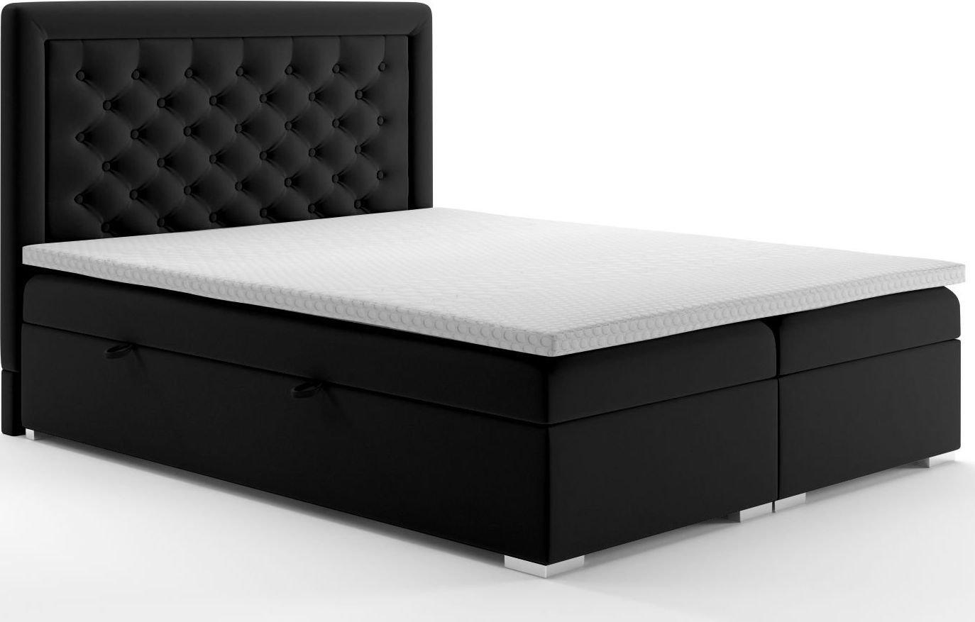 LAVERTO Łóżko kontynentalne AMIGO 180x200 czarne velvet z pojemnikiem