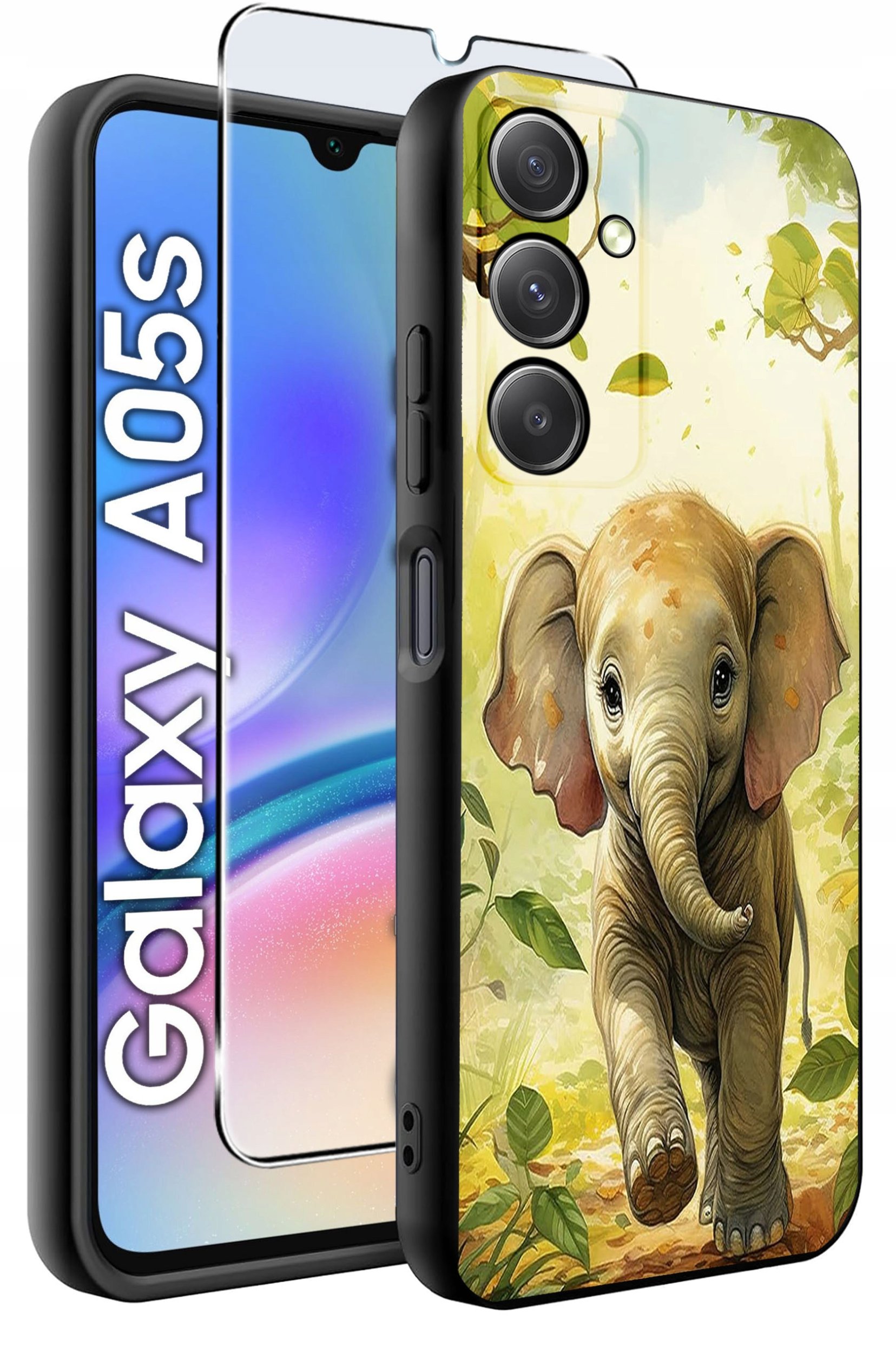 ETUI do Samsung A05s WZORY | SILIKONOWE MATT CASE + SZKŁO 9H