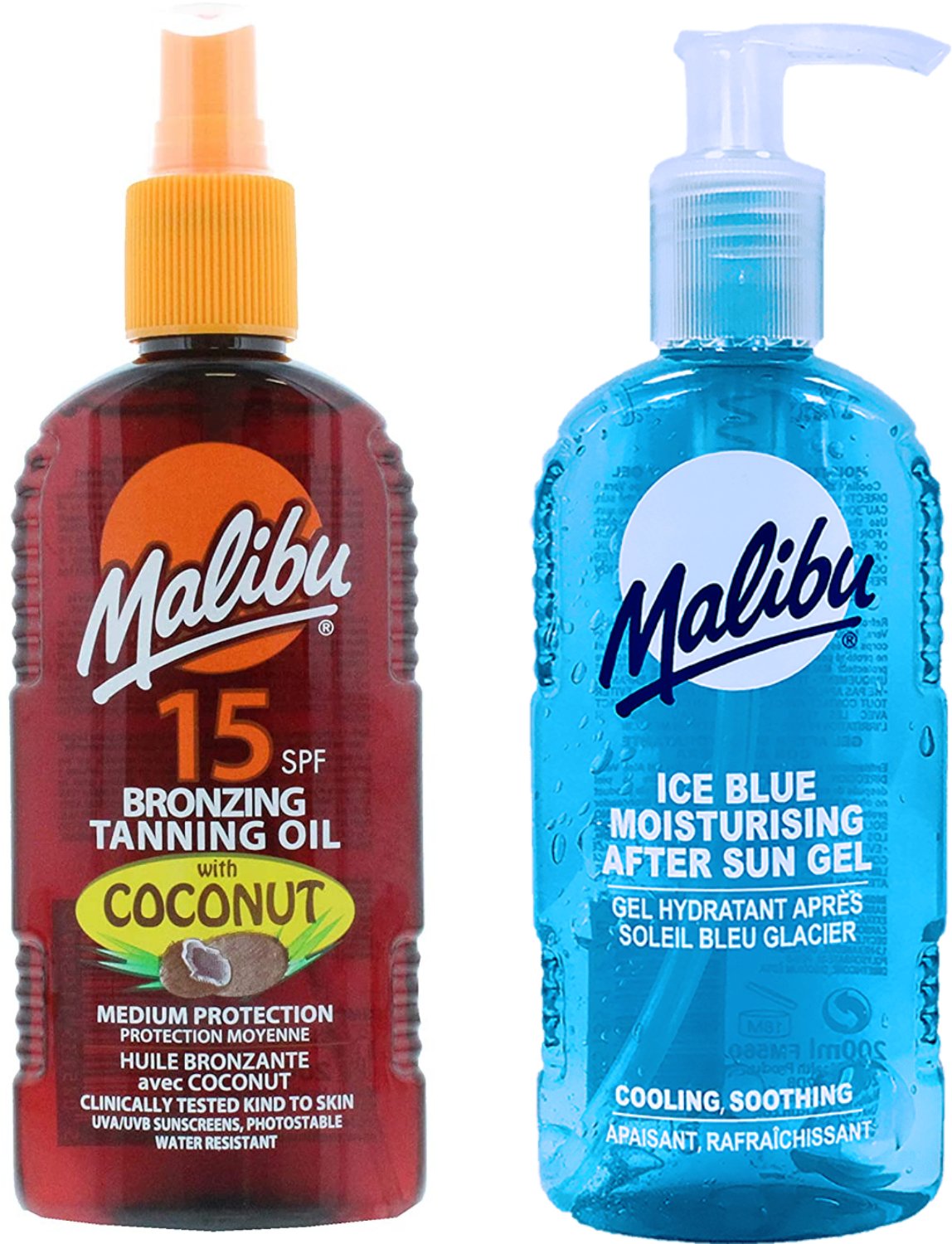 Malibu Olejek Brązujący Z Kokosem SPF15 200ml + Żel Po Opalaniu 200ml