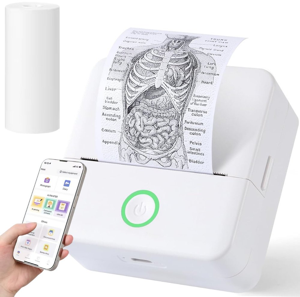 Mini drukarka termiczna bezprzewodowa przenośna drukuś do zdjęć notatek