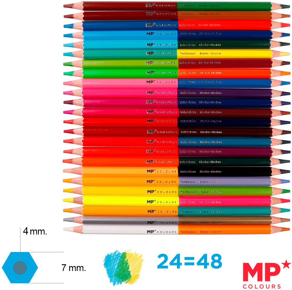 MP Kredki ołówkowe heksagonalne dwustronne 24 szt 48 kol