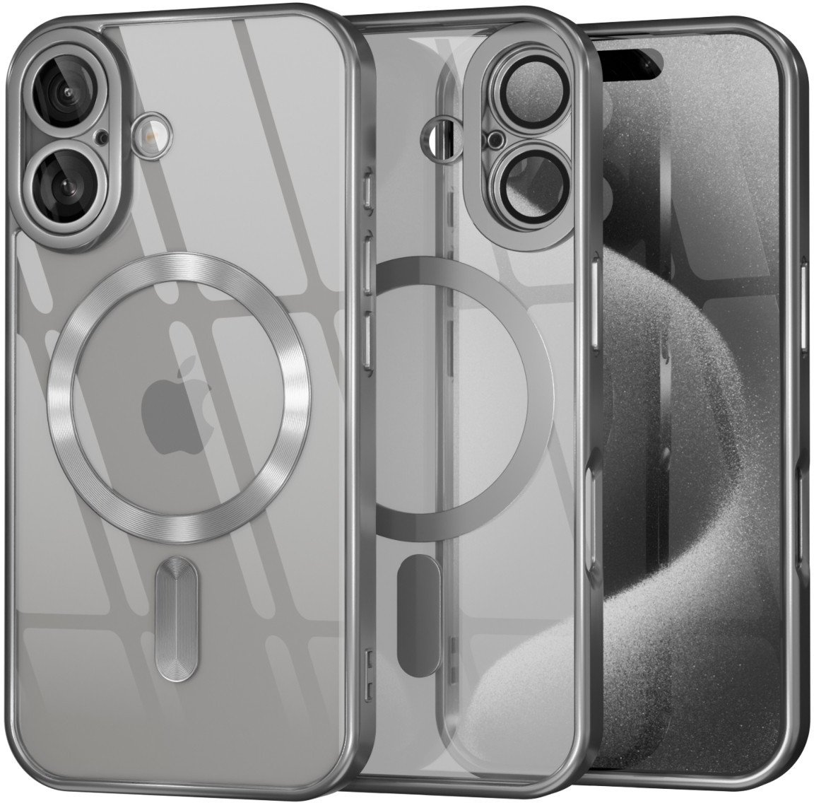 Etui Supero TPU Acrylic z MagSafe do iPhone 16 Plus, srebrne