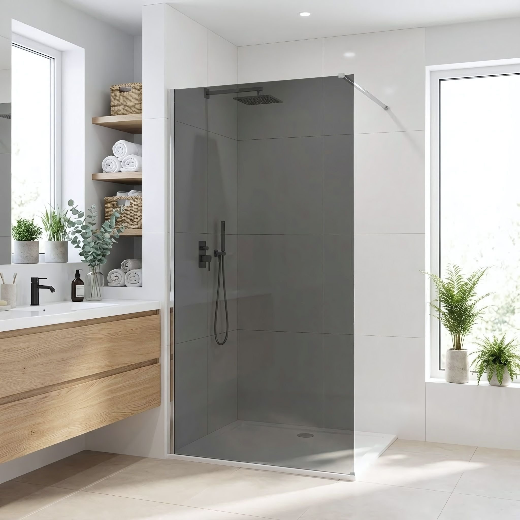 Kabina prysznicowa Walk-In Rea Flexi Grey / Chrome 100