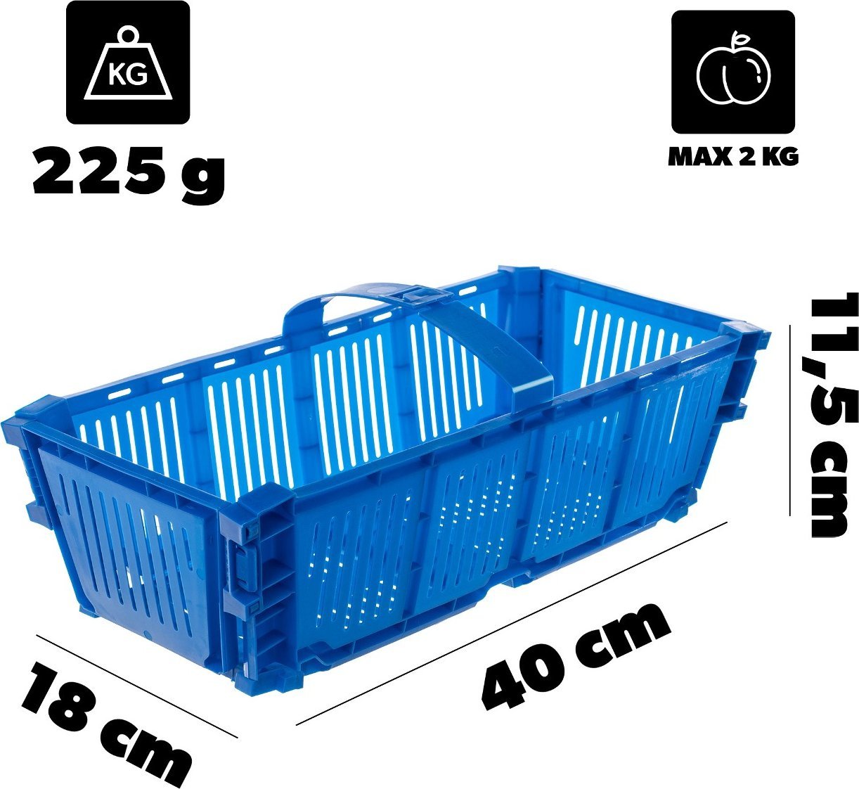 KADAX Łubianka Składana Koszyk Kobiałka Na Owoce Truskawki Plastikowa 2 kg