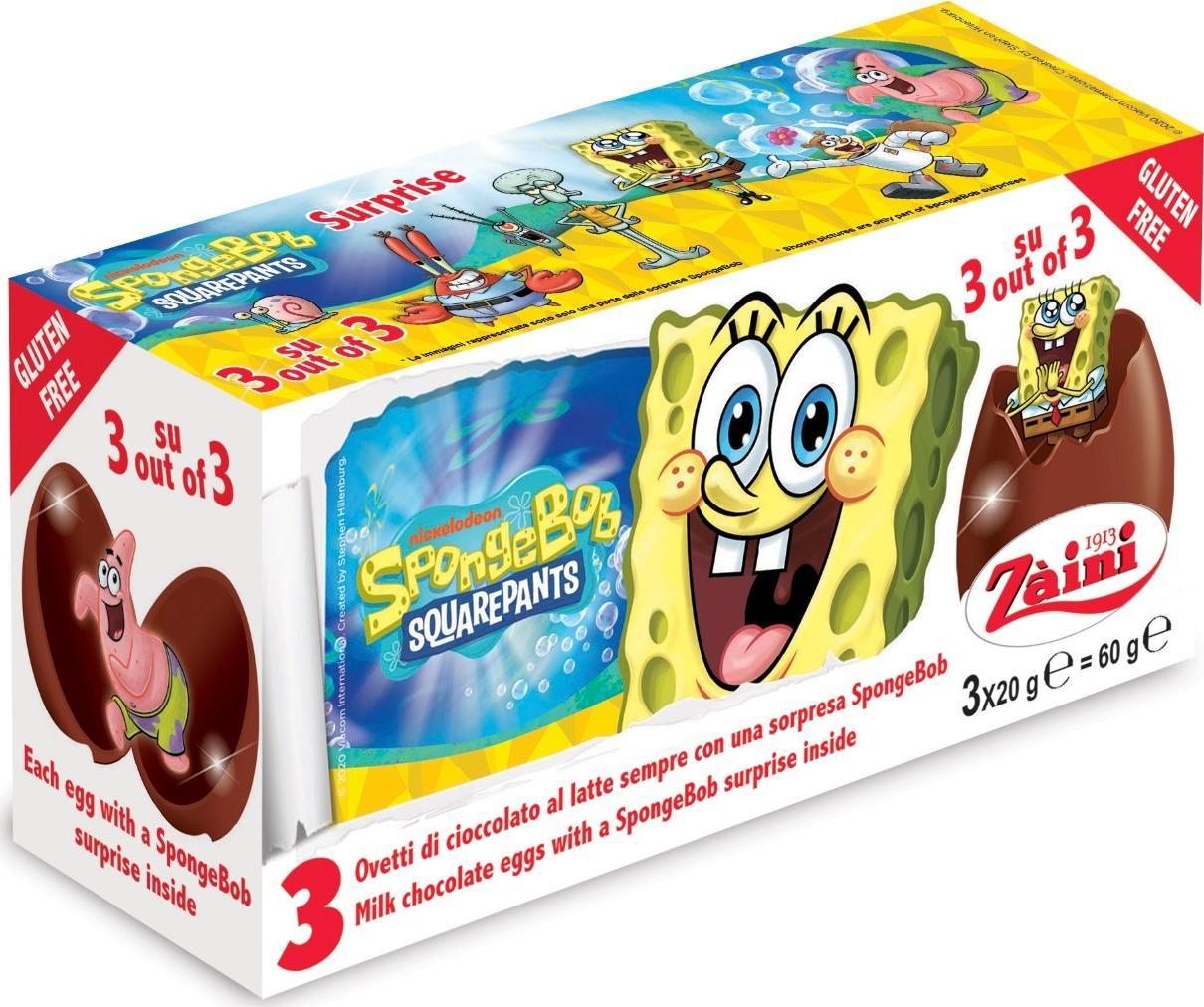Luigi Zaini CZEKOLADOWE JAJKO NIESPODZIANKA 3PAK 60G SPONGEBOB