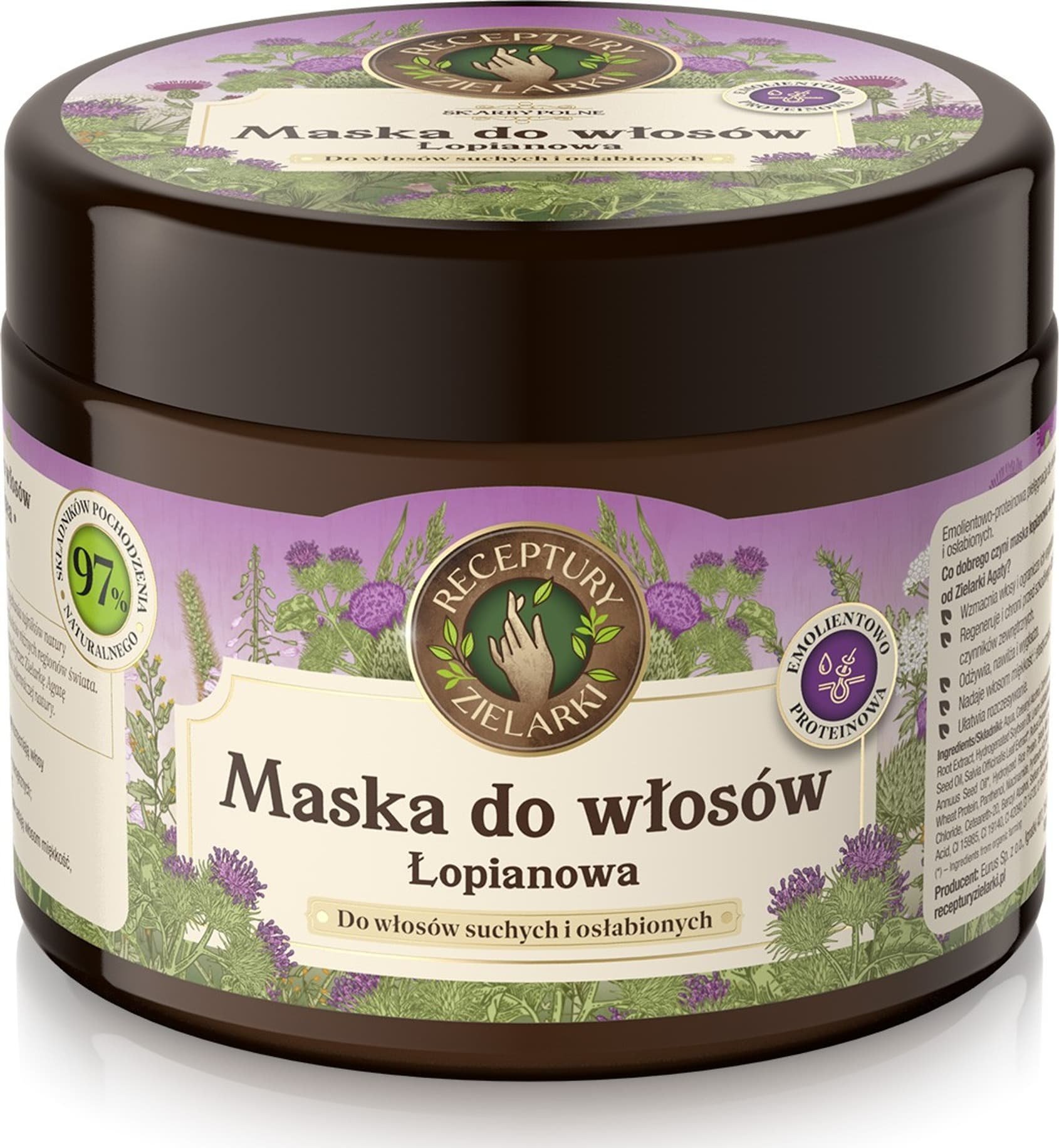 ELFA II RECEPTURY ZIELARKI Skarby Polne Maska łopianowa do włosów suchych i osłabionych 300ml