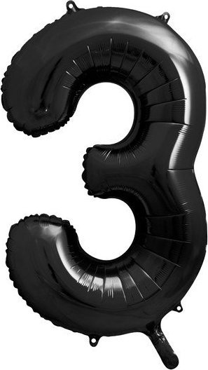 Party Deco BALON FOLIOWY CYFRA 3 CZARNY 86CM