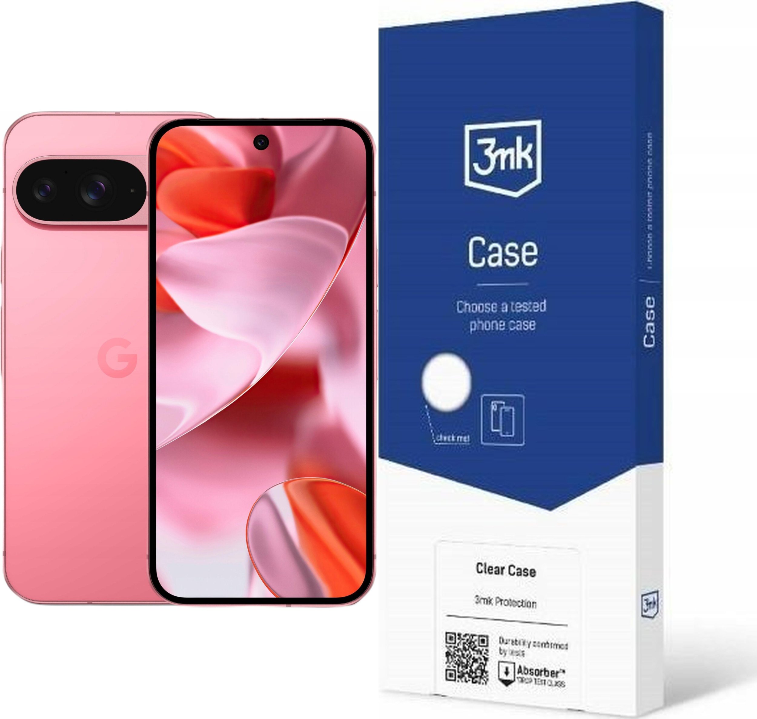 Smartfon Pixel 9 5G 12/256GB Różowy (GA09340-GB) + Etui Clear Case