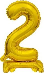 GoDan Balon foliowy stojący cyfra 2 złota - 38 cm uniwersalny (48200-uniw) - 48200-uniw