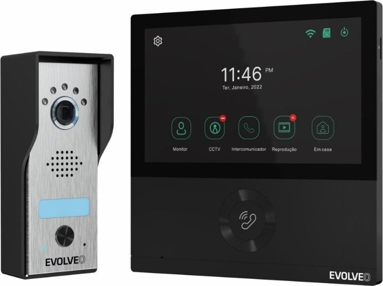 Evolveo EVOLVEO DoorPhone AHD7, Sada domácího WiFi videotelefonu s ovládáním brány nebo dveří černý monitor