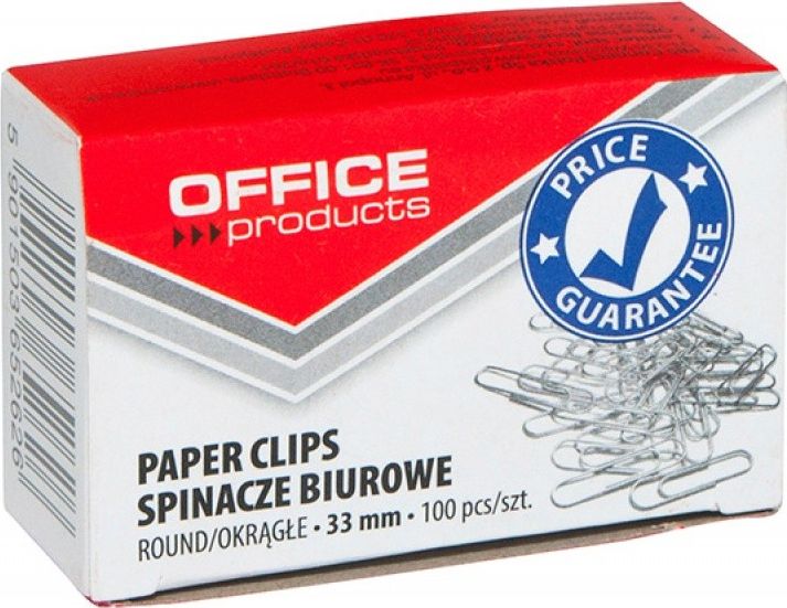 Office Products Spinacze okrągłe OFFICE PRODUCTS, 33mm, 100szt., srebrne