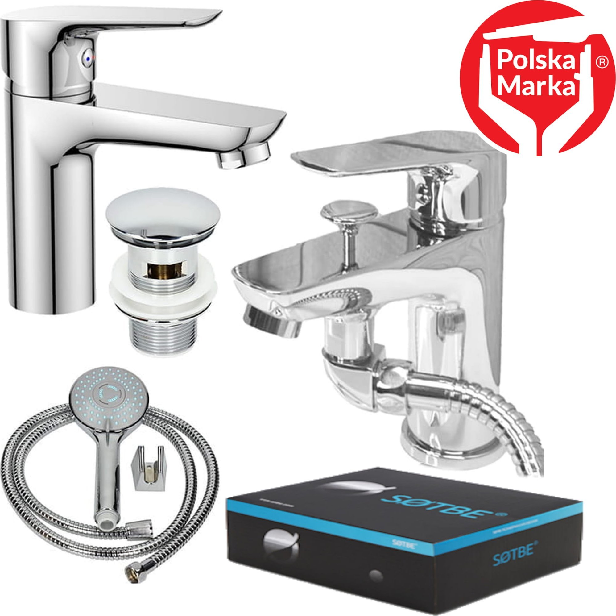 Sotbe ZESTAW SOTBE INARI bateria nawannowa stojąca + bateria umywalkowa stojąca