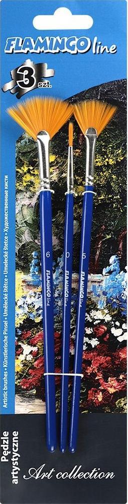 Titanum Pędzle artystyczne z włosiem syntetycznym wachlarzowe i okrągły Flamingo Line