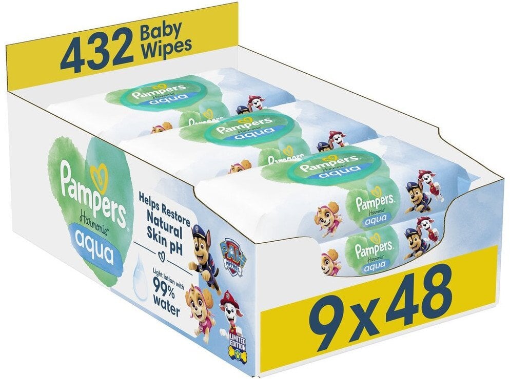 Pampers Chusteczki nawilżane Harmonie Aqua Paw Patrol 9x48 szt.