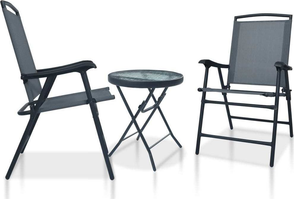 vidaXL 3 częściowy zestaw mebli bistro, szary, stalowy