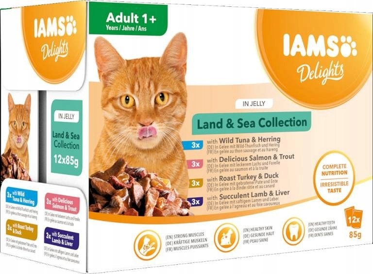 Iams Cat Adult Land & Sea collection in Jelly 12x85g