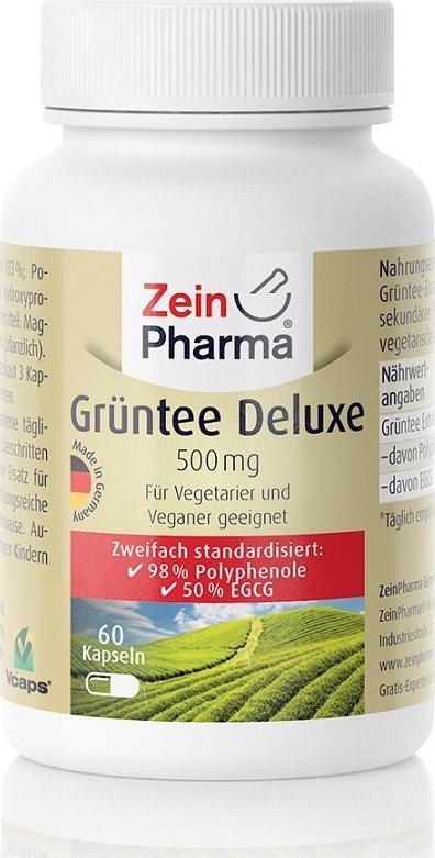 Zein Pharma Zein Pharma - Zielona Herbata, Green Tea Deluxe, 500mg, 60 kapsułek