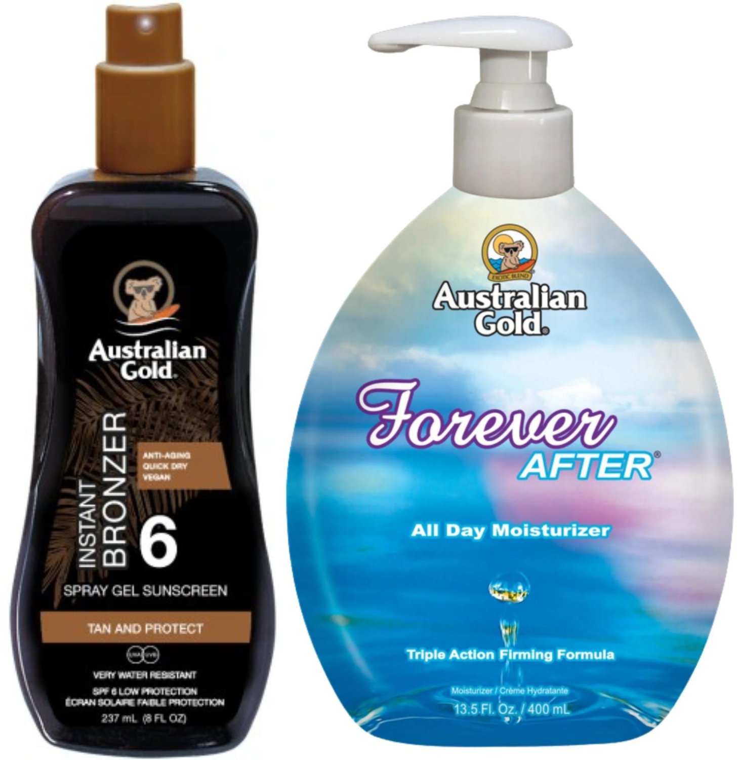 Australian Gold Żel W Sprayu Z Bronzerem SPF6 + Forever After 400ml