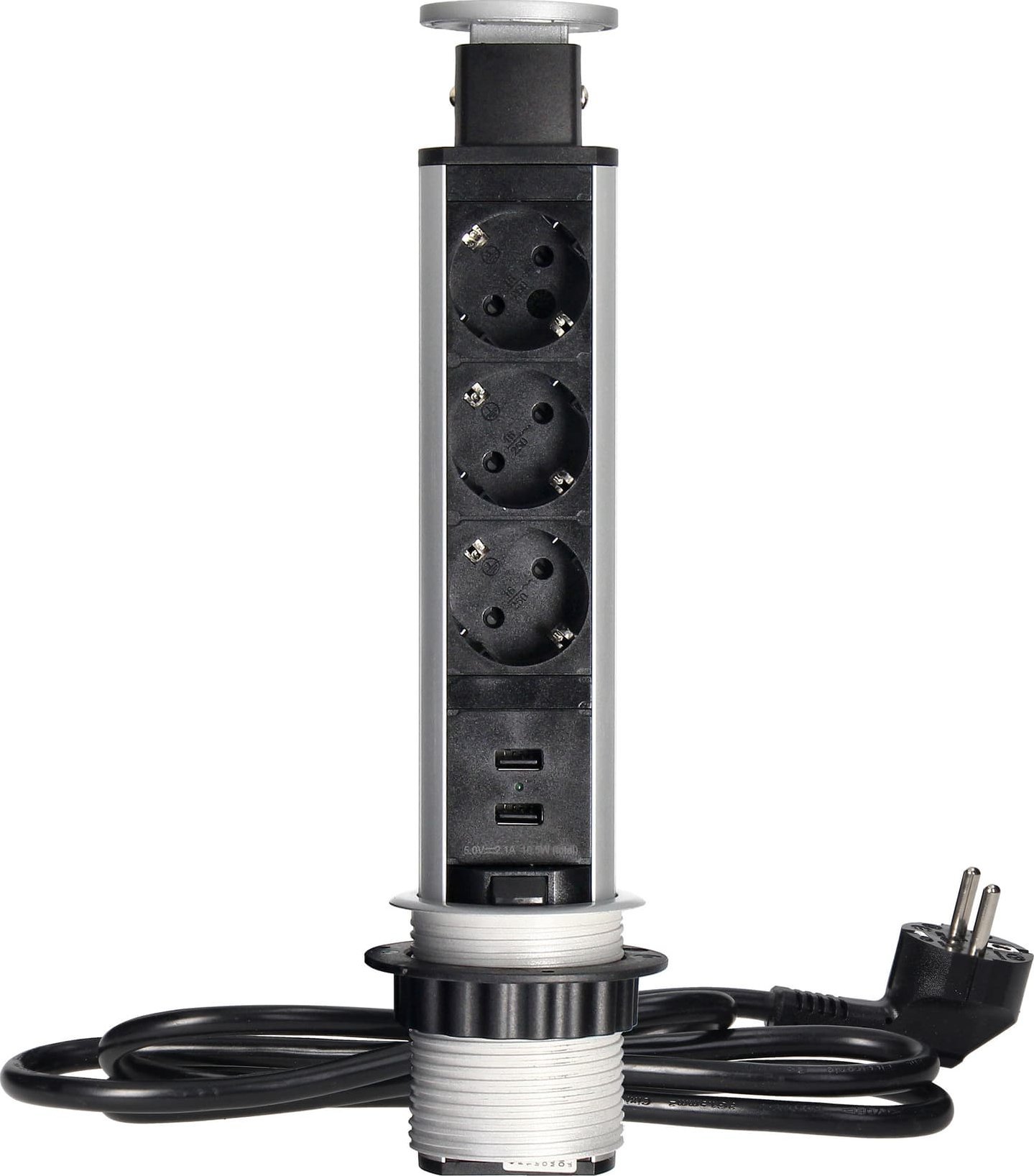 Orno Gniazdo wpuszcane 6cm 3x250V z ładowarką USB blokadą 1,8 m OR-AE-1349(GS) schuko