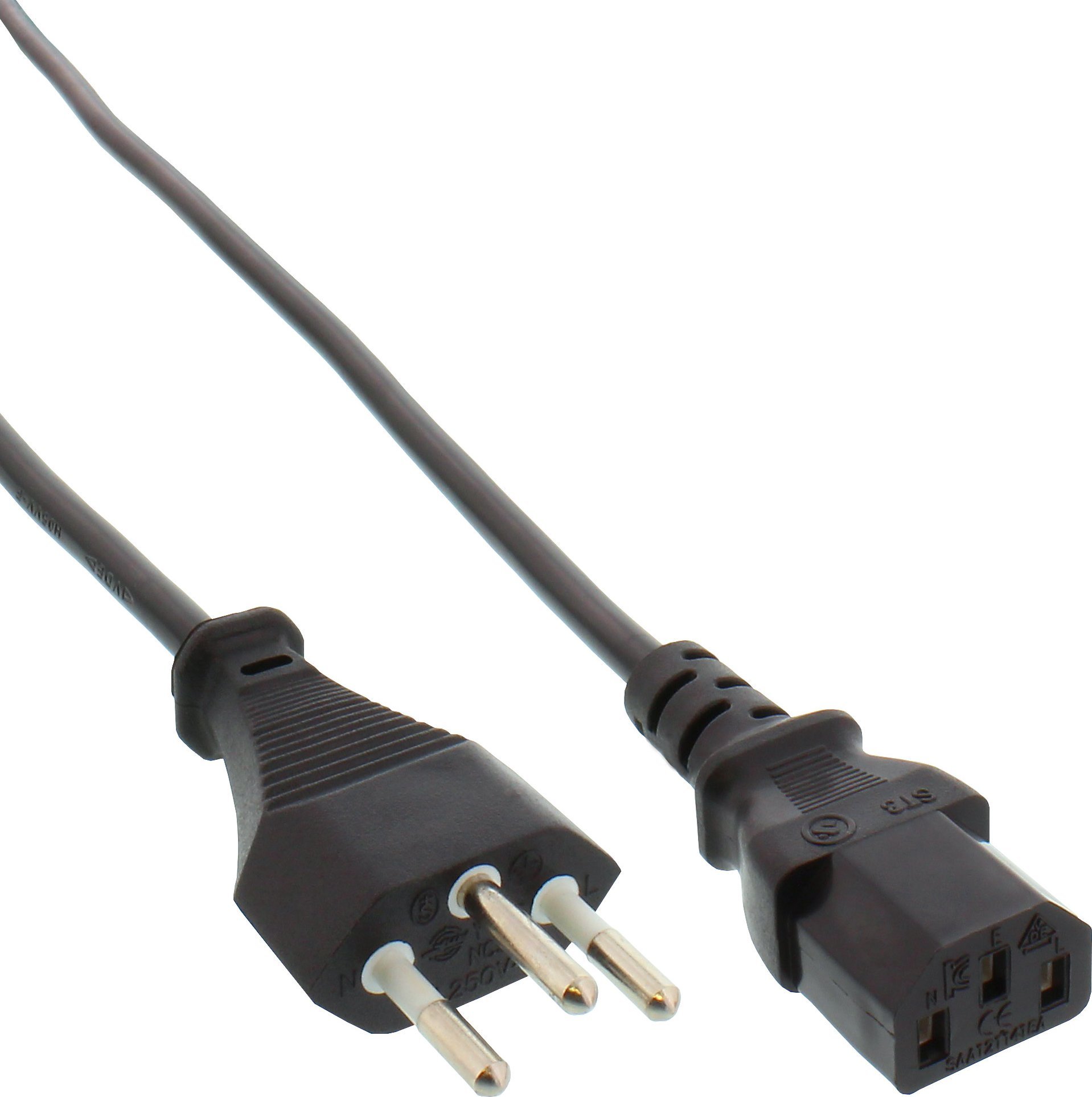 Kabel zasilający InLine 40pcs. Bulk-Pack ® power cable, power plug Switzerland to C13 plug, 1.8m