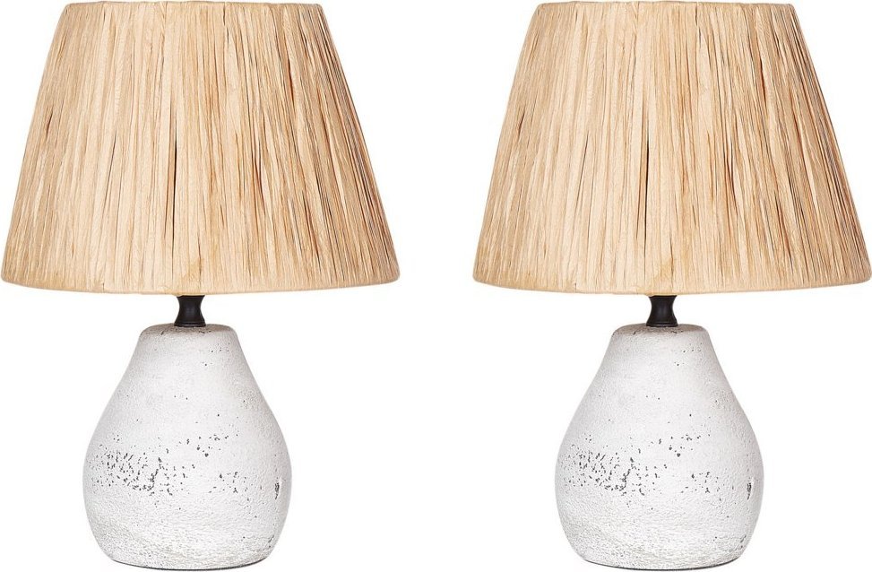 Lampka biurkowa Beliani Zestaw 2 lampek nocnych ceramicznych biały ARWADITO