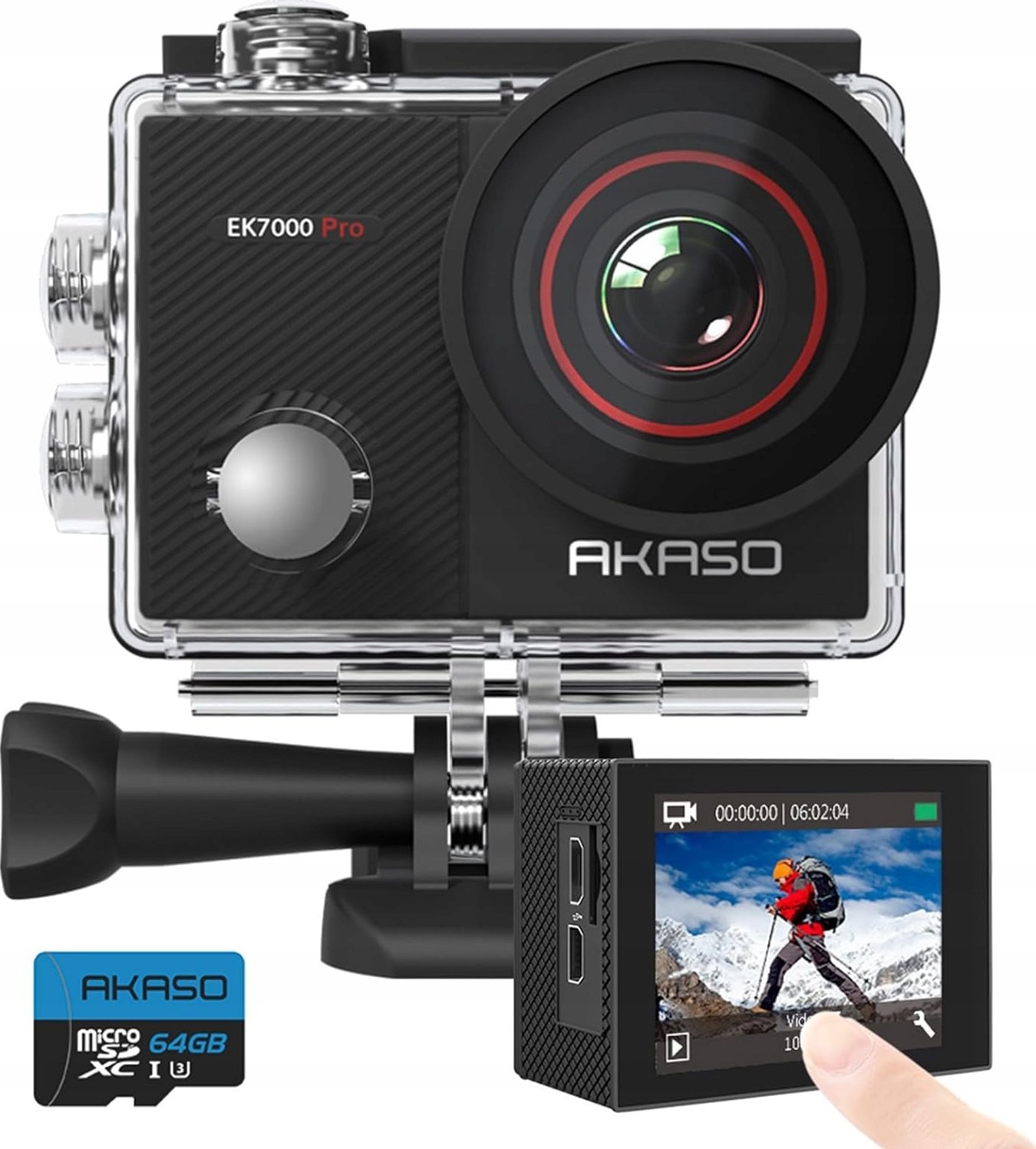 Kamera AKASO Zestaw AKASO EK7000 Pro 4K 20MP kamera podwodna sportowa karta pamięci 64GB