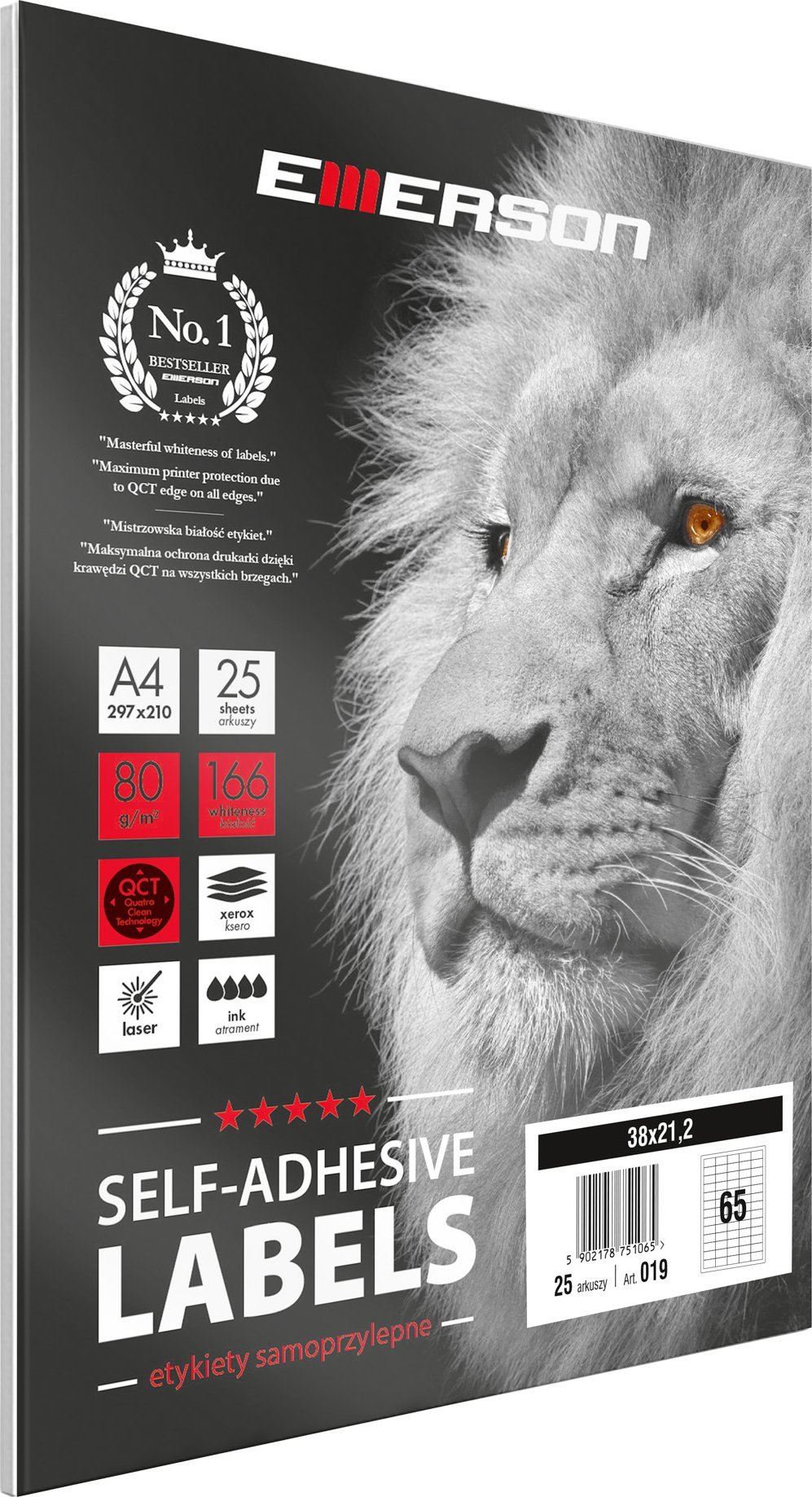 Osram Emerson ART 019 ETYKIETA A4 38mm x 21,2mm BIAŁA, opakowanie 25 arkuszy