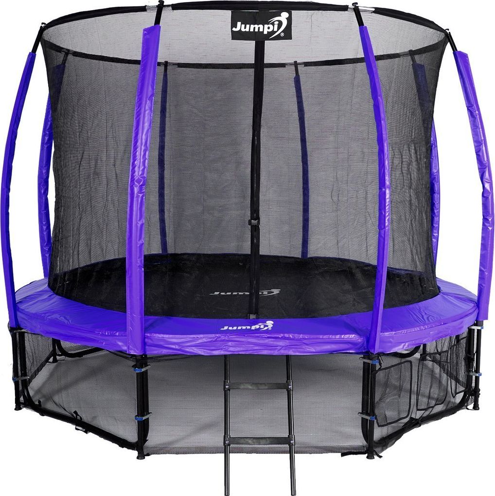 Trampolina ogrodowa Jumpi ogrodowa Maxy Comfort Plus z siatką wewnętrzną 12.5 FT 374 cm fioletowa