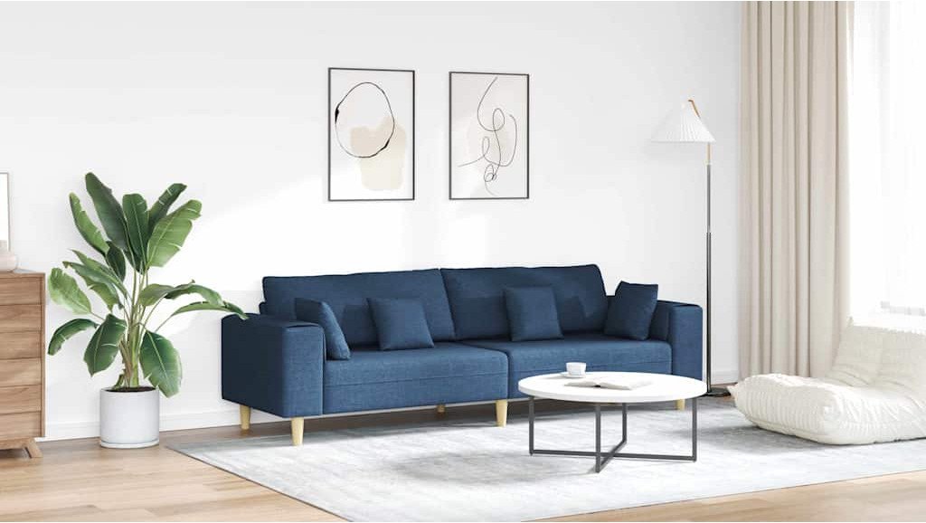 Sofa materiałowa z poduszką Niebieski 208 cm tkanina