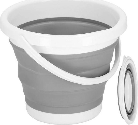 Springos Wiaderko składane 5 L uniwersalny silikonowy pojemnik szaro-biały UNIWERSALNY
