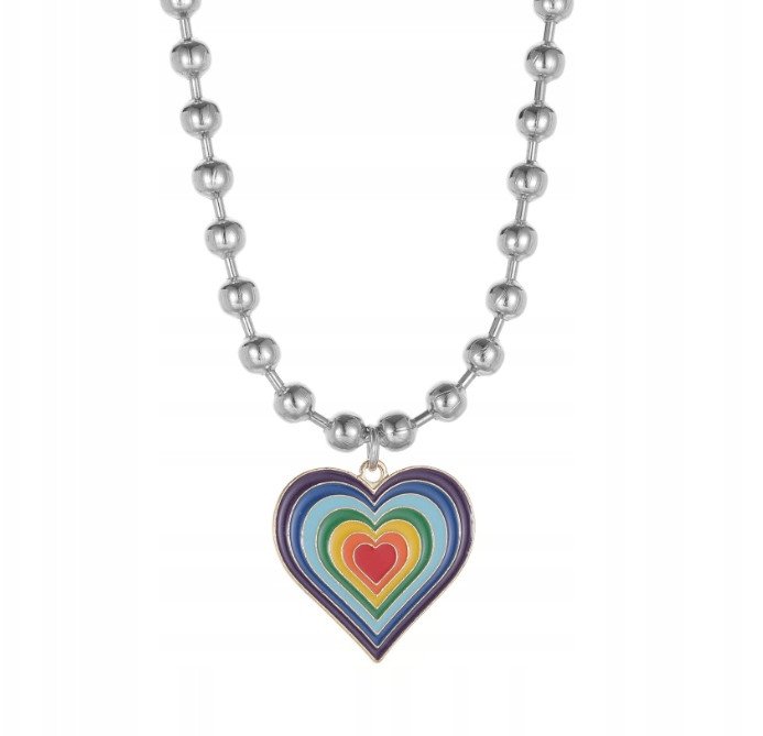 NASZYJNIK Serce TĘCZOWY LGBT Pride KOLOROWY 485